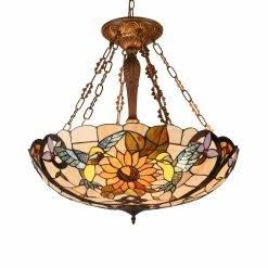 Budget 👏 Gracewood Hollow Bongo 4-light Antique Dark Bronze Inverted Pendant With Multicolored Stained Glass Animal Shade 🧨