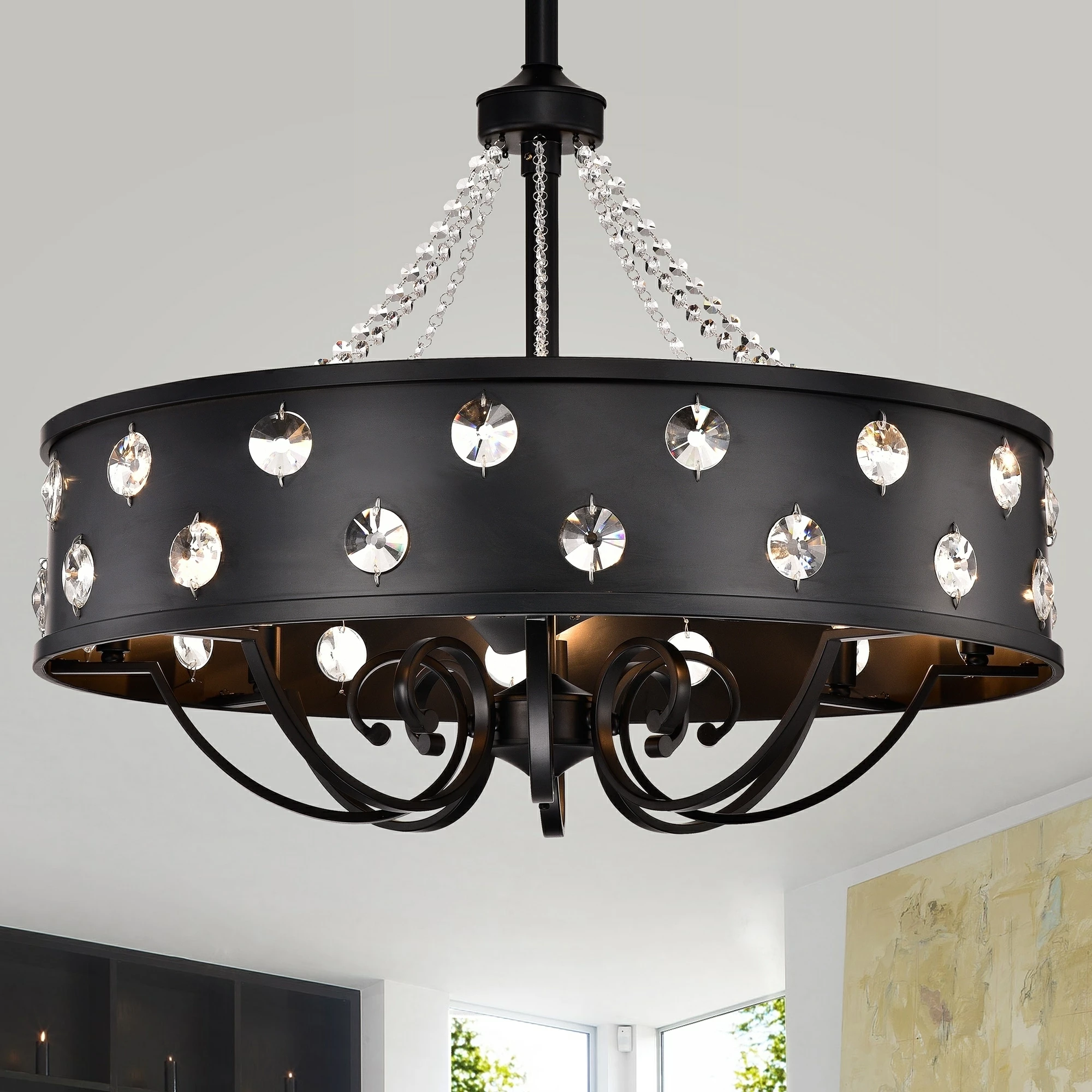 Brand new ⭐ Gracewood Hollow 31-inch Matte Black Ceiling Fan Crystal ⭐ 3 Brand new ⭐ Gracewood Hollow 31-inch Matte Black Ceiling Fan Crystal ⭐