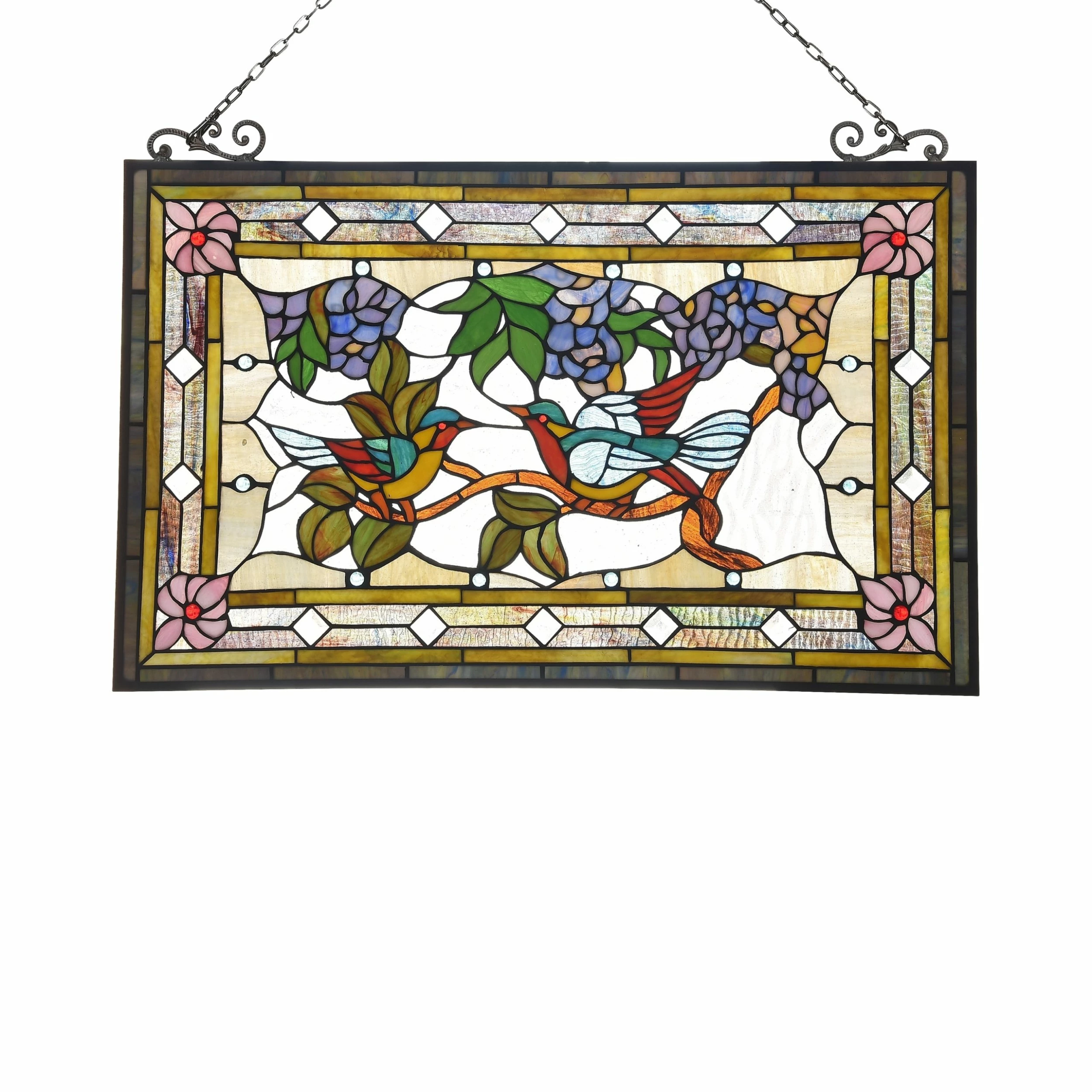 Buy โจ Gracewood Hollow Lamko Floral Stained Glass Window Panel Suncatcher ๐