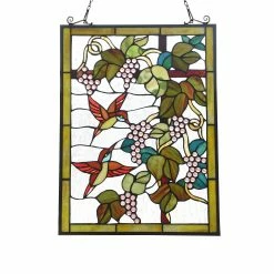 Coupon ❤️ Gracewood Hollow Koundja Floral Stained Glass Window Panel Suncatcher 👍