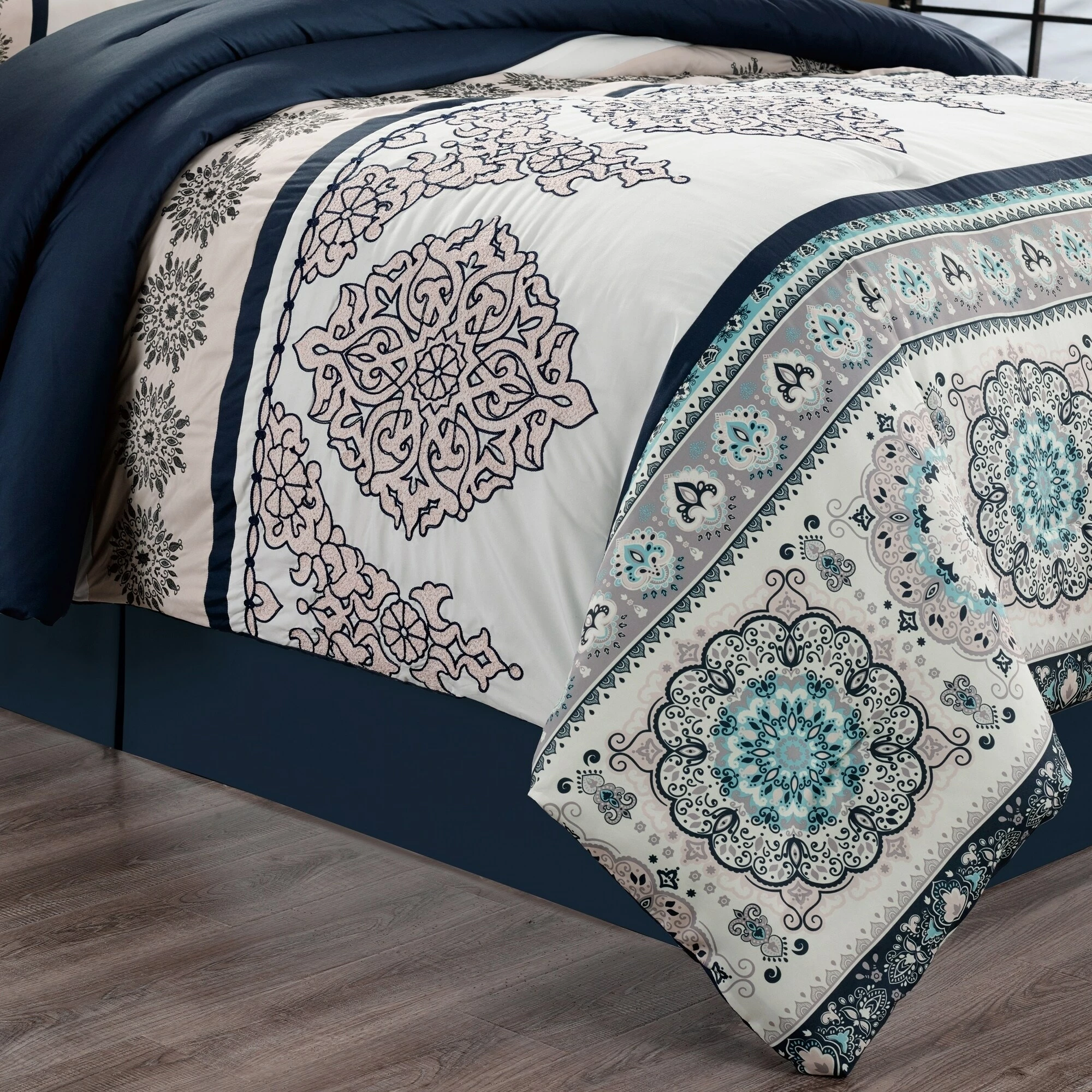 New ๐ Gracewood Hollow Heco 7-piece Embroidered Comforter Set Multi / Gold / Navy ๐ 4 New ๐ Gracewood Hollow Heco 7-piece Embroidered Comforter Set Multi / Gold / Navy ๐ - Image 2