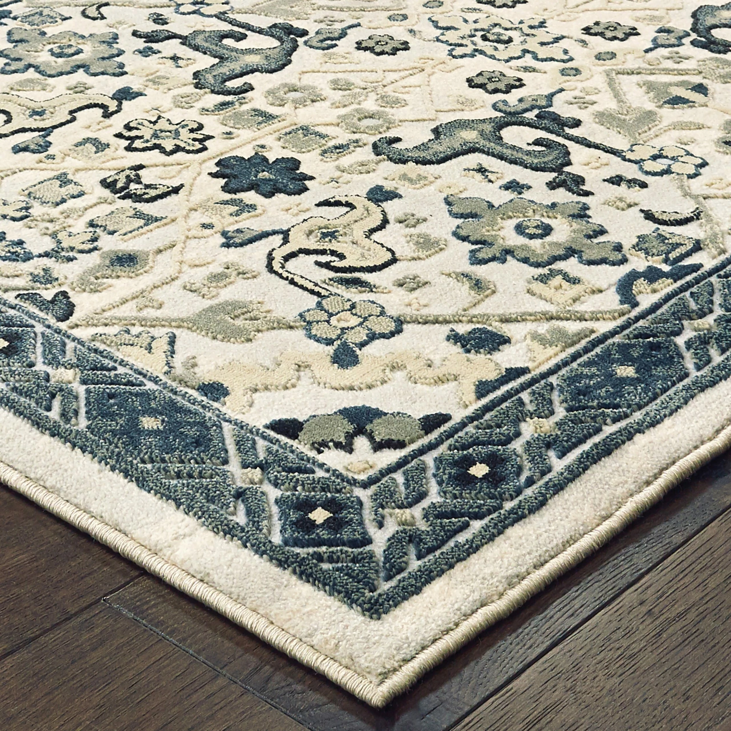 Buy 😀 Gracewood Hollow Anetsi Textured Traditional Ivory And Navy Area Rug Ivory/navy 🥰 4 Buy 😀 Gracewood Hollow Anetsi Textured Traditional Ivory And Navy Area Rug Ivory/navy 🥰 - Image 2