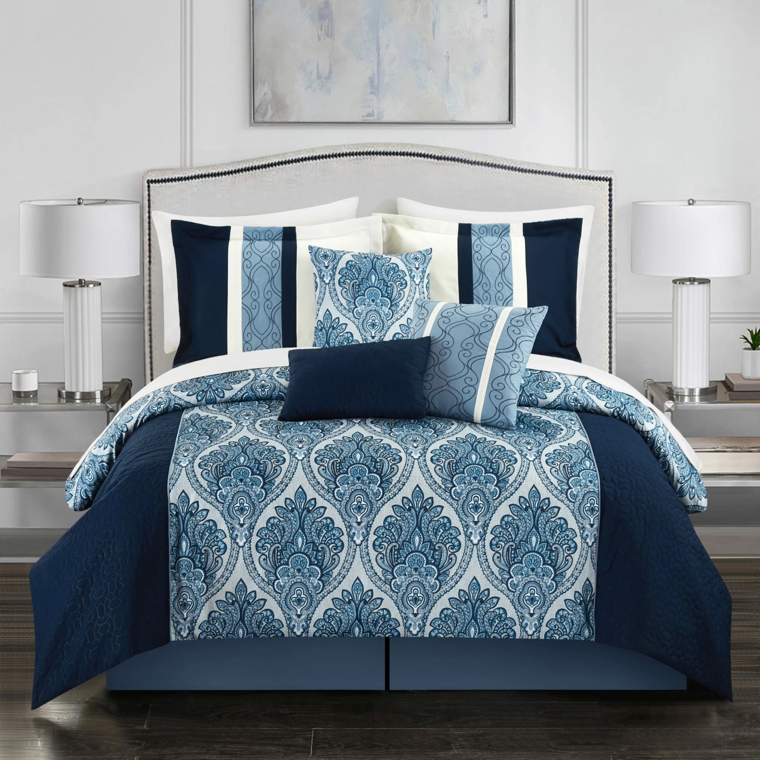 Deals โ Gracewood Hollow Hosseini 7-piece Reversible Comforter Set Navy ๐งจ 5 Deals โ Gracewood Hollow Hosseini 7-piece Reversible Comforter Set Navy ๐งจ - Image 3