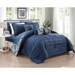 Promo 😀 Gracewood Hollow Cornwell Navy 10-piece Comforter Set ✨