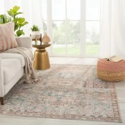 Outlet ๐ Machine Washable Gracewood Hollow Chambers Blue And Beige Medallion Area Rug ๐ฅฐ