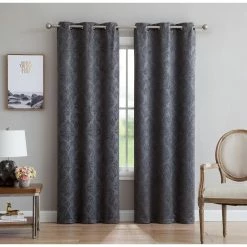 Hot Sale 🔔 Gracewood Hollow Plakalo Embossed Thermal-weaved Blackout Grommet Drapery Curtains Light Grey 💯