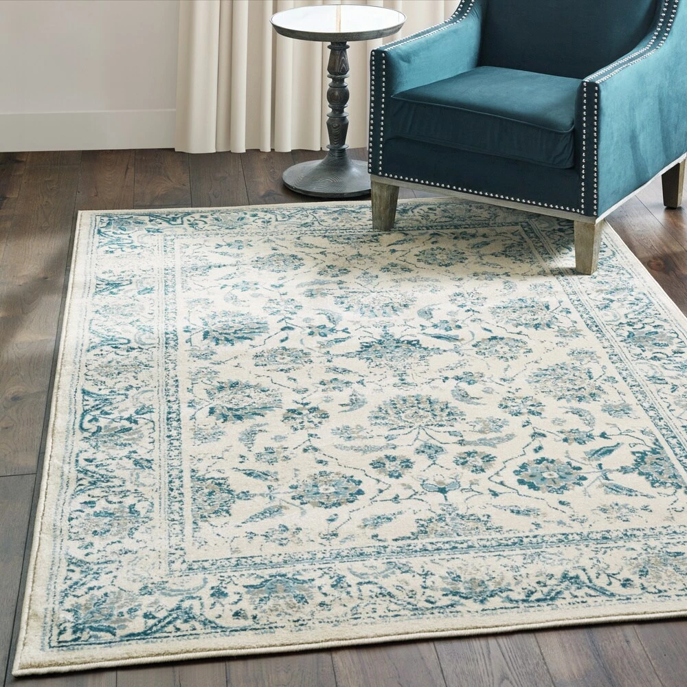 Brand new 👍 Gracewood Hollow Strete Traditional Area Rug Cream/blue 🎉 - Image 2