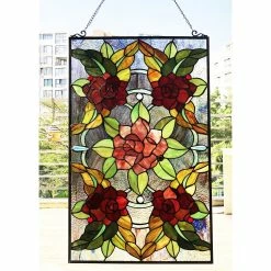 Discount ❤️ Gracewood Hollow Brugge Glass Window Panel/Suncatcher With Floral Embellishments 💯