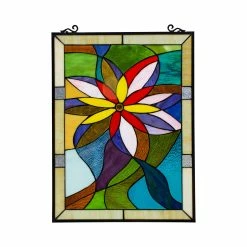 Brand new ⌛ Gracewood Hollow Mudimbe Floral Stained Glass Window Panel Suncatcher 🥰