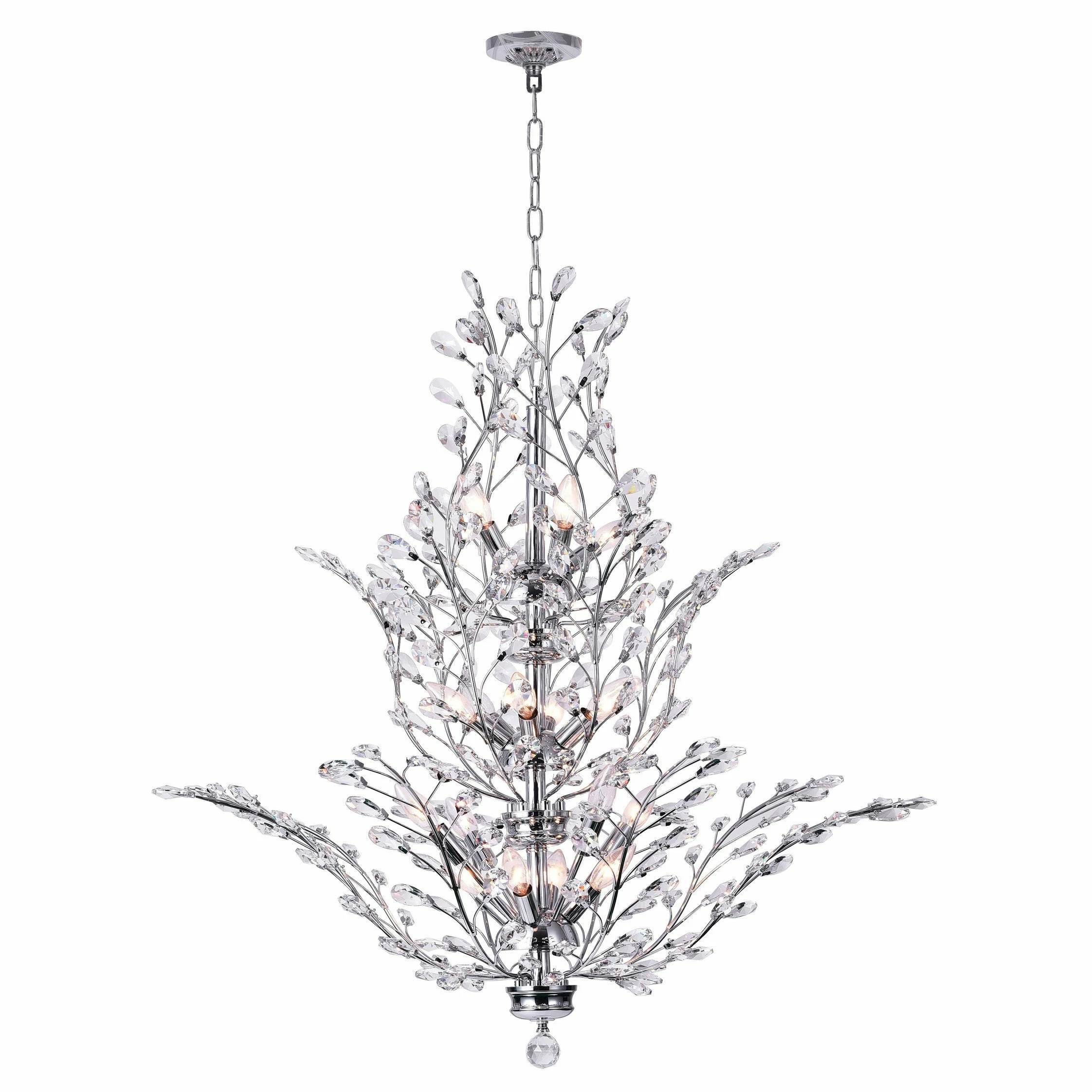 New ๐งจ Gracewood Hollow Abega 18-light Chrome/ Crystal Chandelier โ 3 New ๐งจ Gracewood Hollow Abega 18-light Chrome/ Crystal Chandelier โ