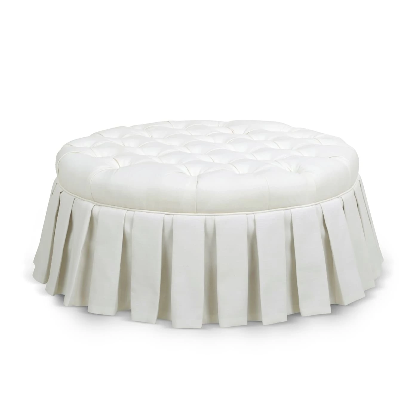 New 👍 Gracewood Hollow Baruti Tufted Cocktail Ottoman With Pleated 👗 Skirt Antique White 🌟 5 New 👍 Gracewood Hollow Baruti Tufted Cocktail Ottoman With Pleated 👗 Skirt Antique White 🌟 - Image 3