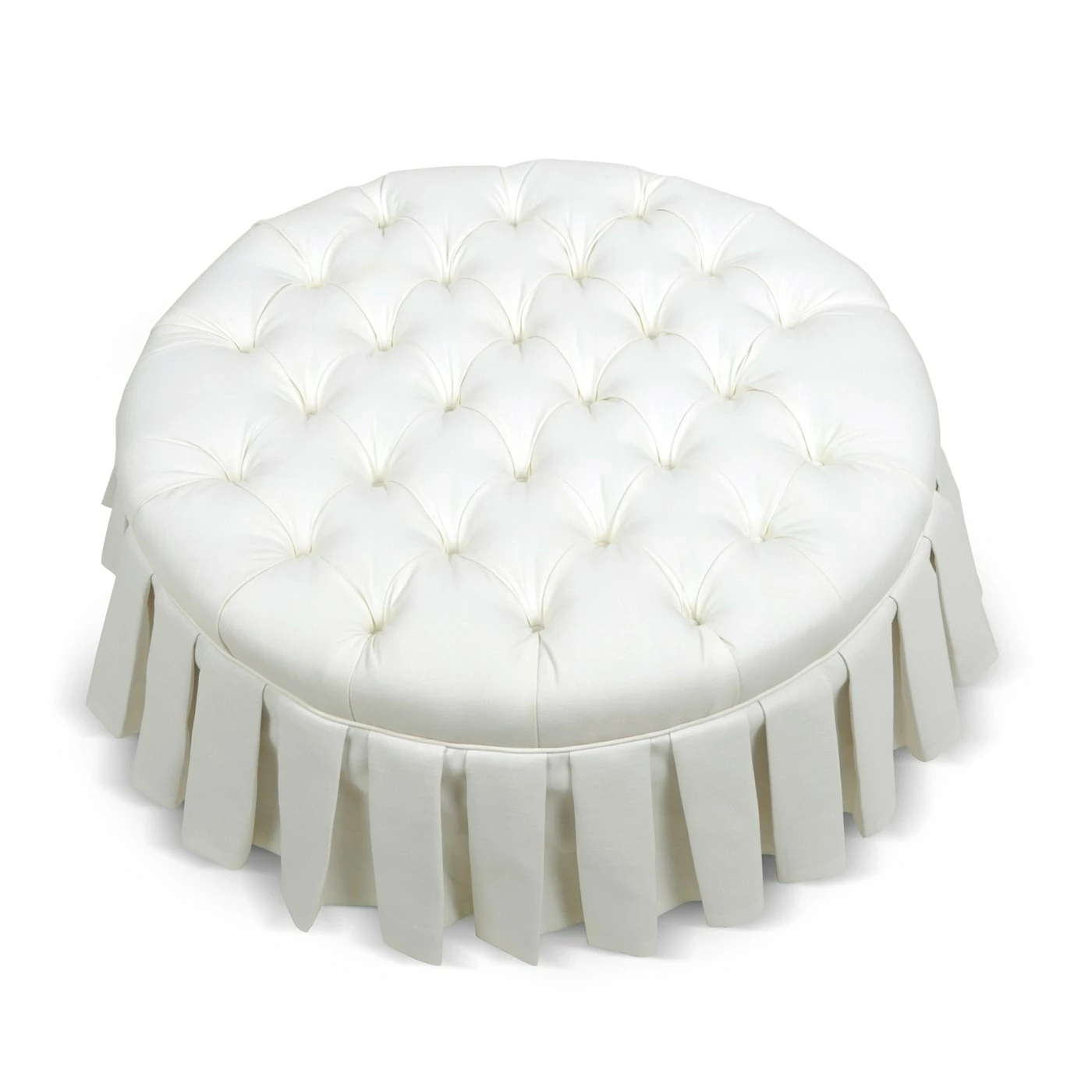 New 👍 Gracewood Hollow Baruti Tufted Cocktail Ottoman With Pleated 👗 Skirt Antique White 🌟 6 New 👍 Gracewood Hollow Baruti Tufted Cocktail Ottoman With Pleated 👗 Skirt Antique White 🌟 - Image 4