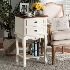 Top 10 😉 Gracewood Hollow Benjam Classic French 2-drawer Nightstand With Lower Shelf 🔥
