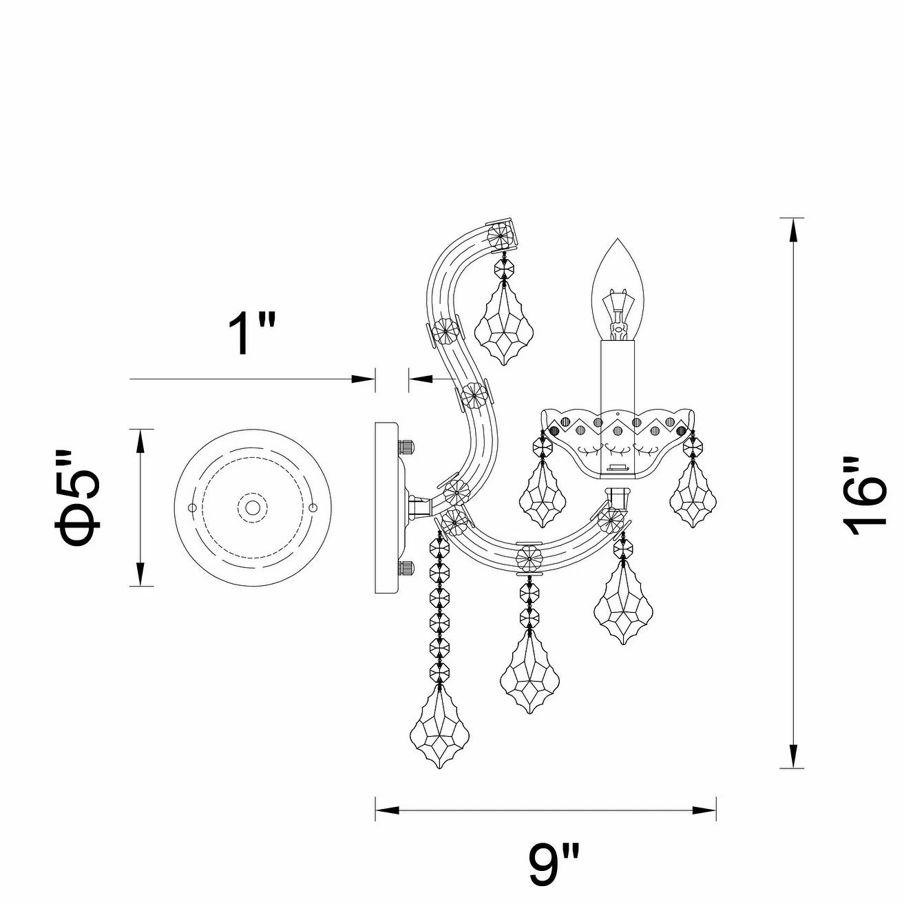 Buy โจ Gracewood Hollow Boni 1-light Wall Sconce With Chrome Finish โ๏ธ - Image 2