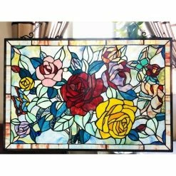 New ๐ Gracewood Hollow Bolina Glass Window Panel/Suncatcher With Floral Embellishments ๐