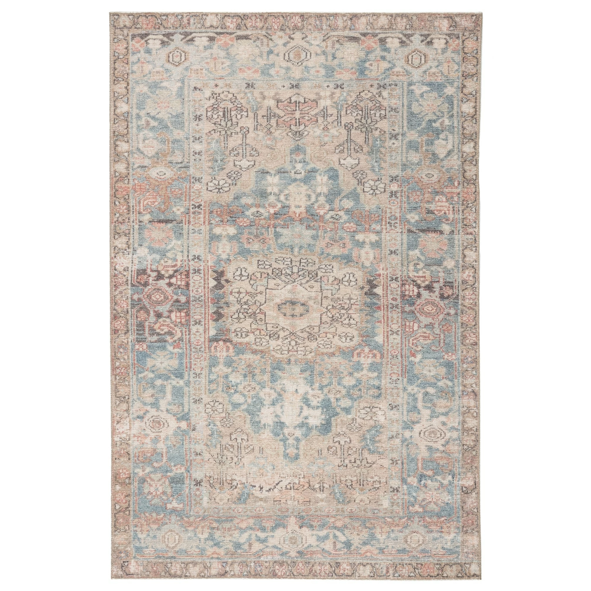 Outlet 👏 Machine Washable Gracewood Hollow Chambers Blue And Beige Medallion Area Rug 🥰 4 Outlet 👏 Machine Washable Gracewood Hollow Chambers Blue And Beige Medallion Area Rug 🥰 - Image 2
