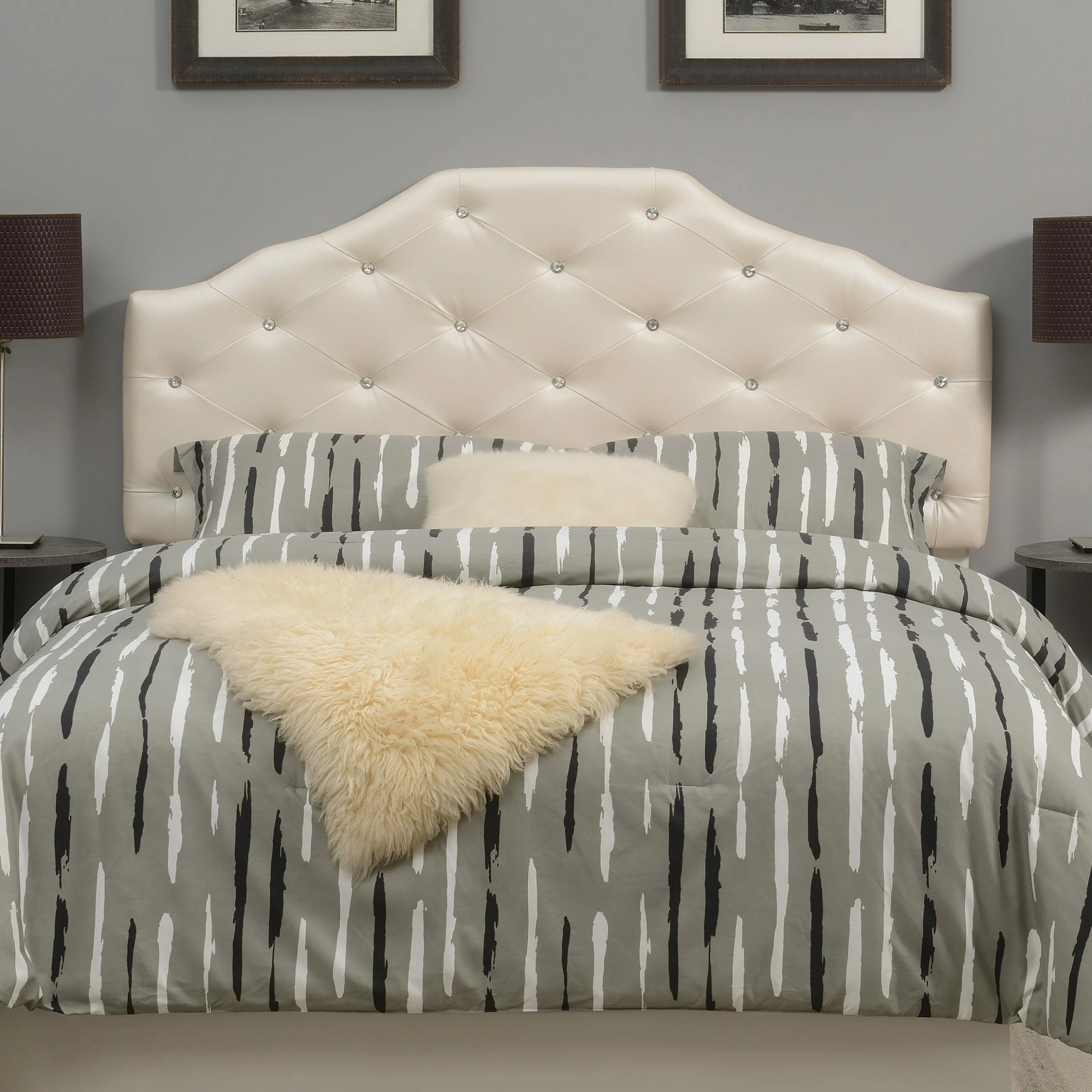 Best Sale 🤩 Gracewood Hollow Dayton Pearl Upholstered Queen Headboard 🎁 - Image 2