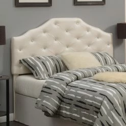 Best Sale 🤩 Gracewood Hollow Dayton Pearl Upholstered Queen Headboard 🎁