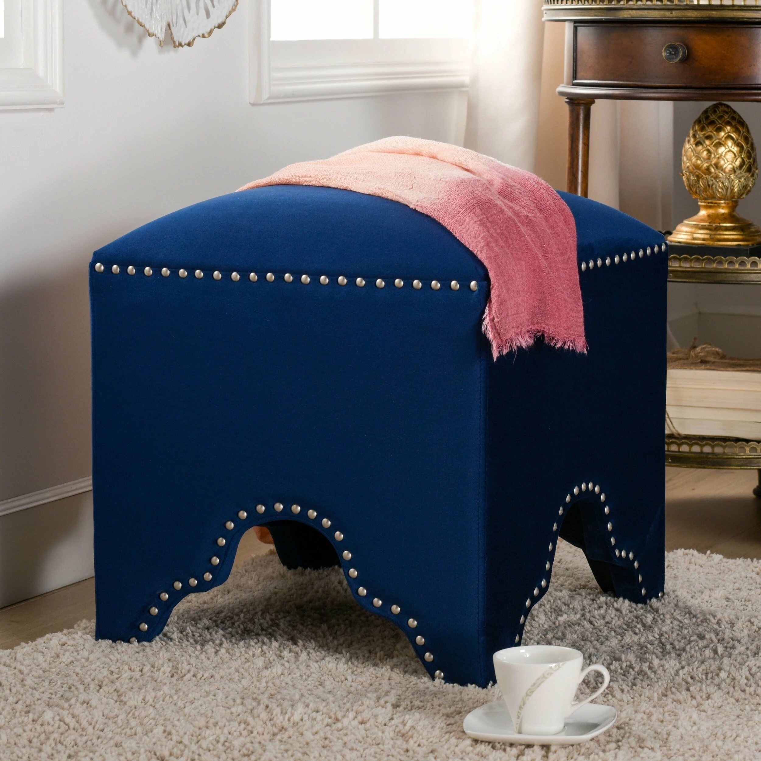 Deals 🎉 Gracewood Hollow Desai Art Deco Nailhead Ottoman Legion Blue 🎁 3 Deals 🎉 Gracewood Hollow Desai Art Deco Nailhead Ottoman Legion Blue 🎁
