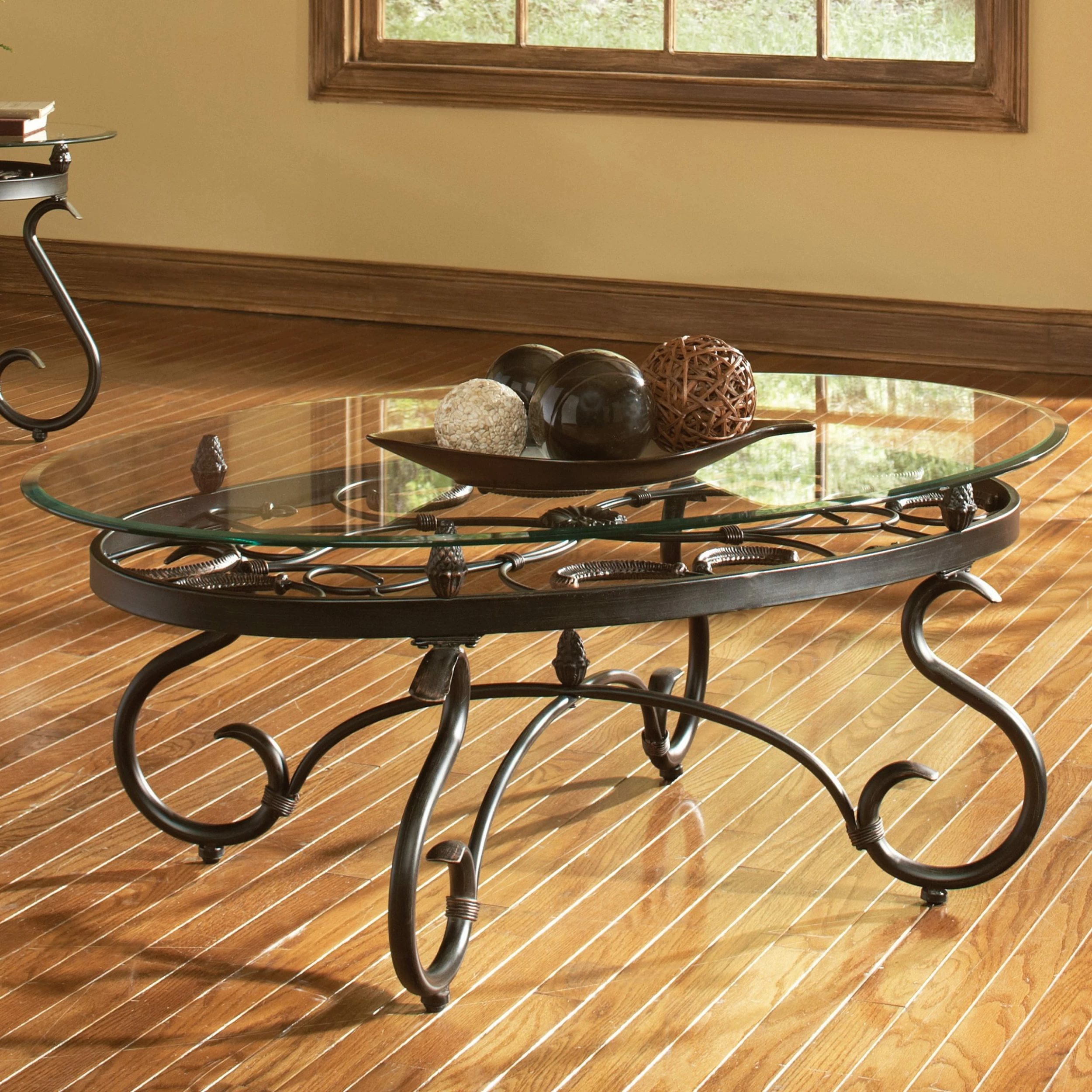 Deals ๐ Gracewood Hollow Fishta Antique Brass Metal/ Glass 3-piece Table Set ๐ - Image 3