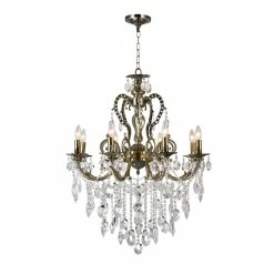 Promo ๐ Gracewood Hollow Haggar 8-light Glass And Antique Brass Chandelier ๐