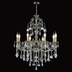 Budget 😍 Gracewood Hollow Haggar 8-light Antique Brass Chandelier With Crystal Accents 🧨