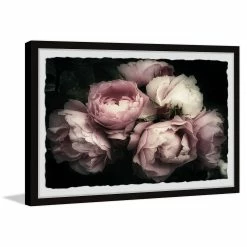 New 💯 Gracewood Hollow Handmade Delicate Pink Flowers Framed Painting Print 💯