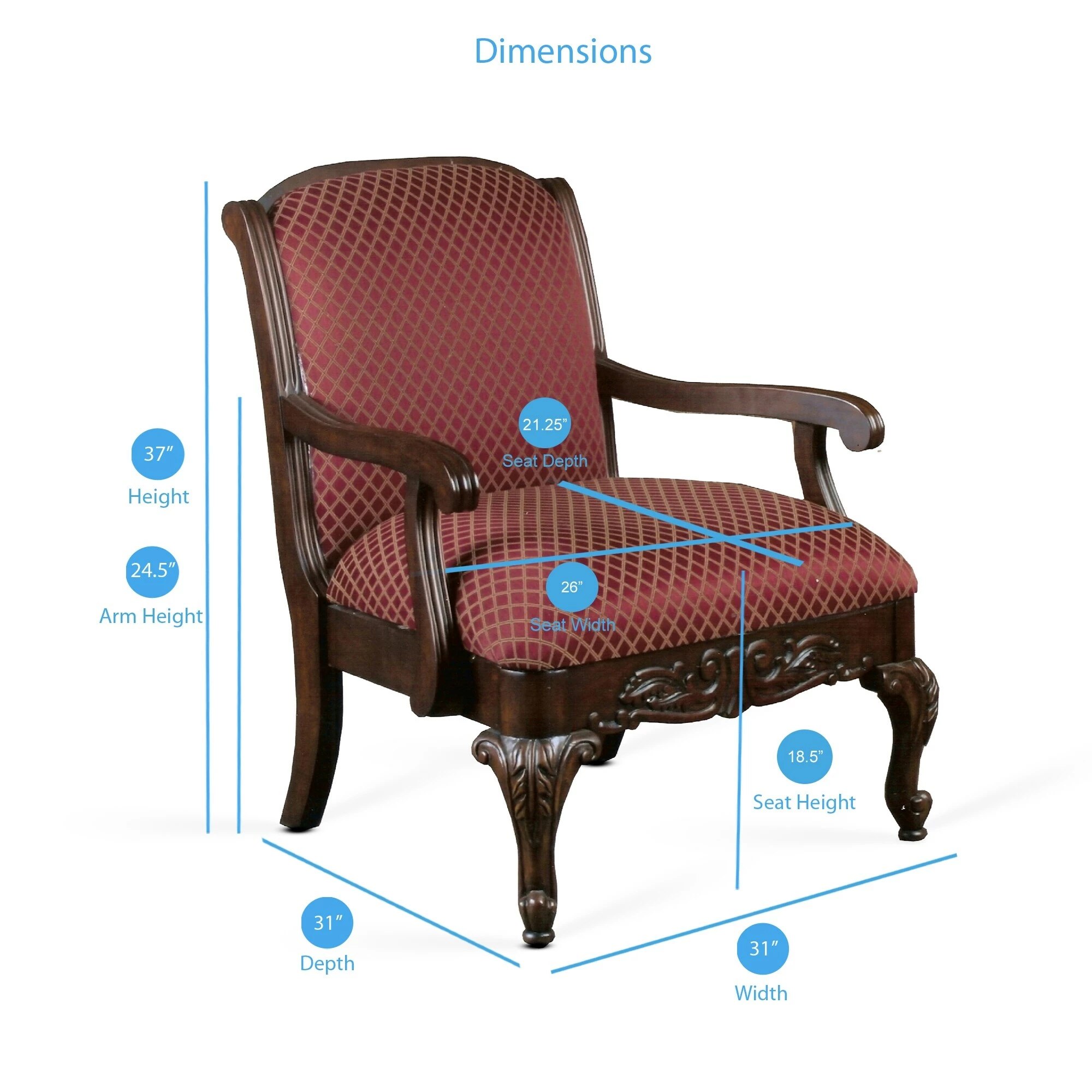 Deals ๐ Gracewood Hollow Hesse Carved Red Accent Chair ๐ - Image 5