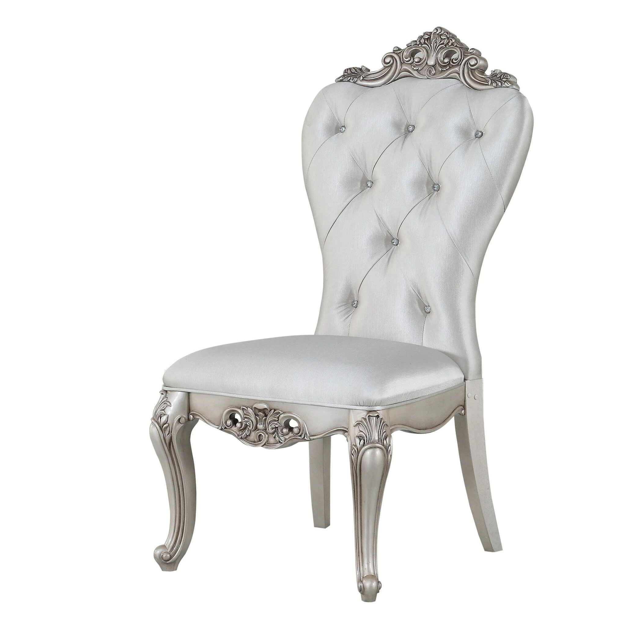 Brand new โ Gracewood Hollow Kashiwagi Antique White Side Chairs With Cream Fabric Upholstery (Set Of 2) ๐ - Image 2