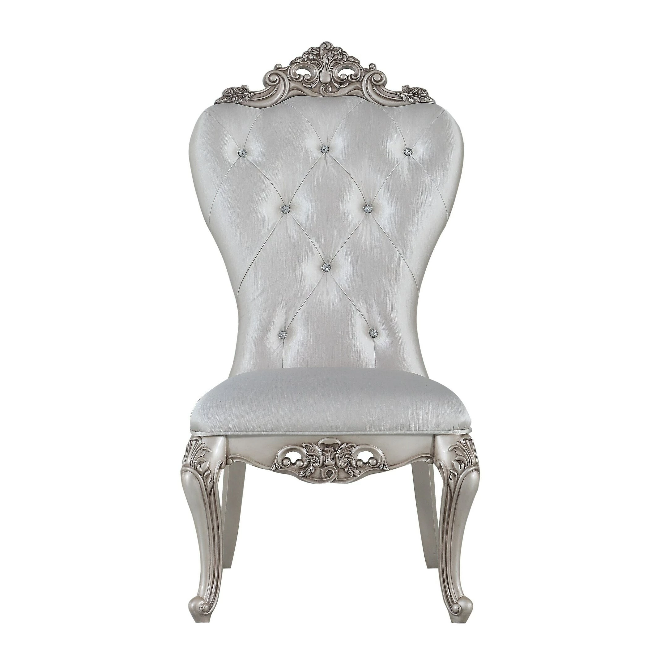 Brand new โ Gracewood Hollow Kashiwagi Antique White Side Chairs With Cream Fabric Upholstery (Set Of 2) ๐ - Image 3