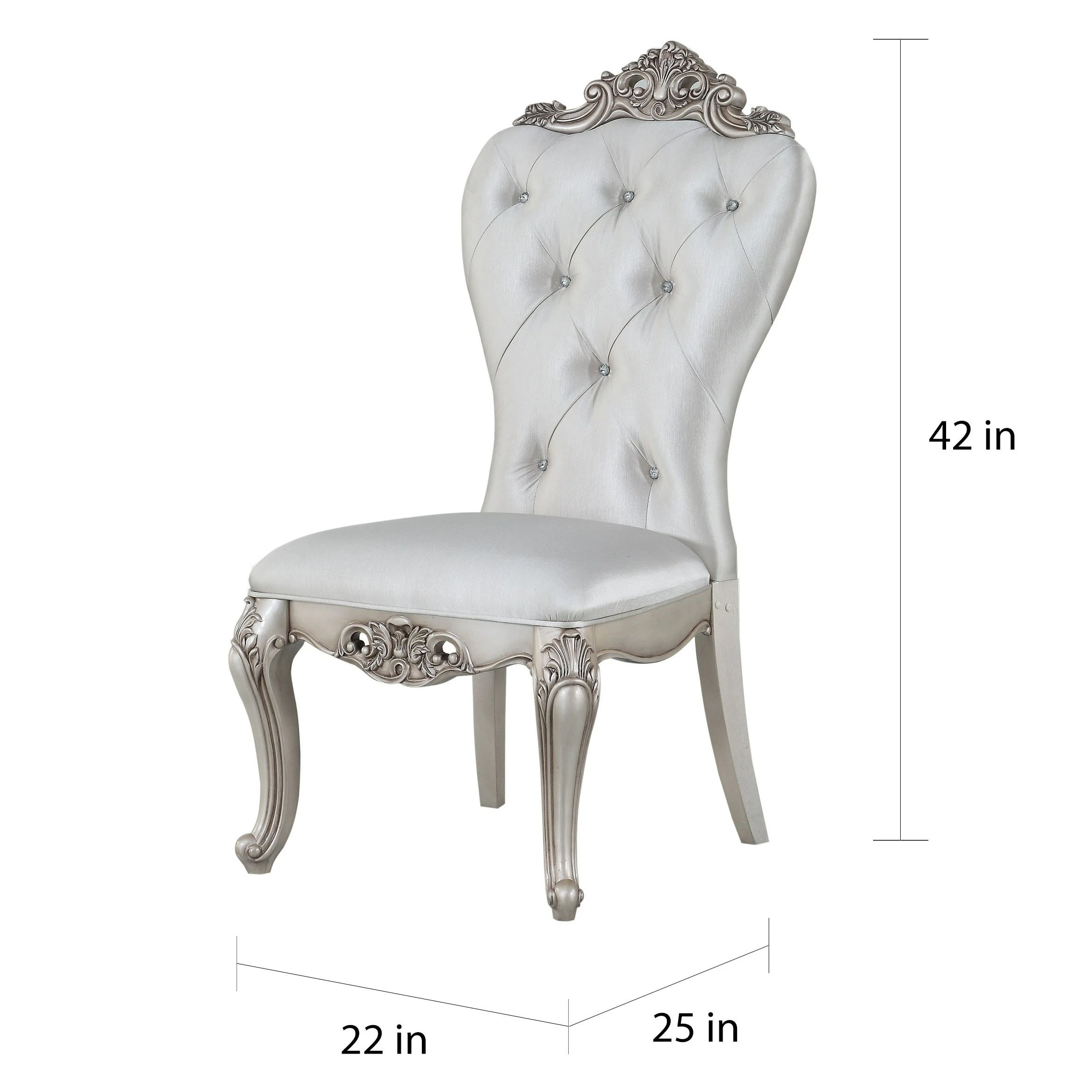 Brand new โ Gracewood Hollow Kashiwagi Antique White Side Chairs With Cream Fabric Upholstery (Set Of 2) ๐ - Image 6