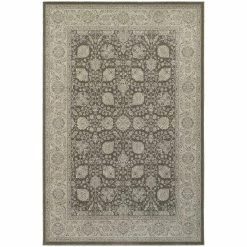 Budget 🔥 Gracewood Hollow Occom Border Floral Panel Area Rug 🌟 -Gracewood Hollow shop Gracewood Hollow Occom Border Floral Panel Brown Ivory Rug 1