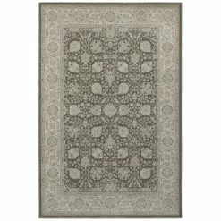Budget 🔥 Gracewood Hollow Occom Border Floral Panel Area Rug 🌟 -Gracewood Hollow shop Gracewood Hollow Occom Border Floral Panel Brown Ivory Rug 2