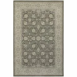 Budget 🔥 Gracewood Hollow Occom Border Floral Panel Area Rug 🌟 -Gracewood Hollow shop Gracewood Hollow Occom Border Floral Panel Brown Ivory Rug