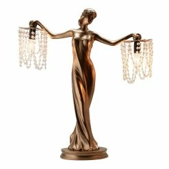 Buy 🌟 Gracewood Hollow Sansal Bronze/Resin 23.75-inch Grecian Goddess Beaded Table Lamp - 22"L X 7.625"W X 23.75"H ❤️