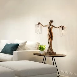 Buy 🌟 Gracewood Hollow Sansal Bronze/Resin 23.75-inch Grecian Goddess Beaded Table Lamp - 22"L X 7.625"W X 23.75"H ❤️ -Gracewood Hollow shop Gracewood Hollow Sansal Bronze Resin 23.75 inch Grecian Goddess Beaded Table Lamp 8