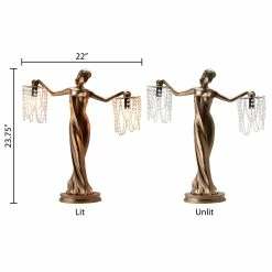 Buy 🌟 Gracewood Hollow Sansal Bronze/Resin 23.75-inch Grecian Goddess Beaded Table Lamp - 22"L X 7.625"W X 23.75"H ❤️ -Gracewood Hollow shop Gracewood Hollow Sansal Bronze Resin 23.75 inch Grecian Goddess Beaded Table Lamp 9