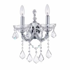 New ❤️ Gracewood Hollow Takang 2-light Wall Sconce With Chrome Finish 🔥
