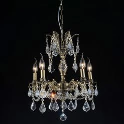 Discount 👍 Gracewood Hollow Zouankeu 5-light Antique Brass Chandelier With Crystal Accents 😉