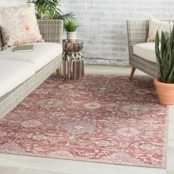 Coupon ⭐ Gracewood Hollow Collins Indoor/Outdoor Oriental Red/Grey Area Rug 👏