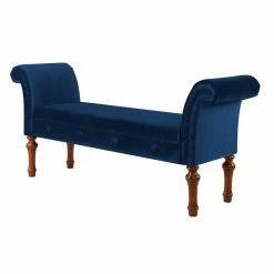 Promo ⌛ Gracewood Hollow Rungano Entryway Bench With Rolled Arms Estate Blue ❤️