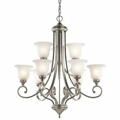 Discount ⌛ Gracewood Hollow Feraoun 9-light LED Brushed Nickel Chandelier 💯