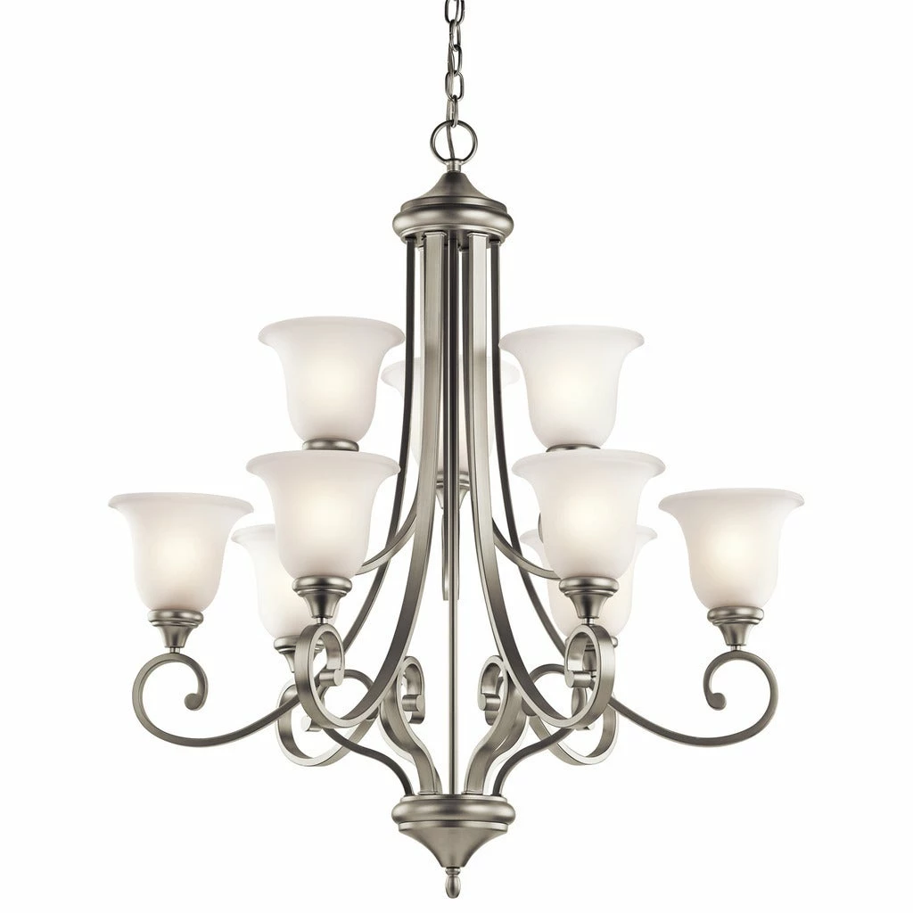 Discount ⌛ Gracewood Hollow Feraoun 9-light LED Brushed Nickel Chandelier 💯