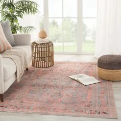 Best Sale ๐ฅฐ Machine Washable Gracewood Hollow Cumper Light Blue And Pink Medallion Area Rug ๐