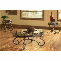 Deals 🔔 Gracewood Hollow Fishta Antique Brass Metal/ Glass 3-piece Table Set 😉
