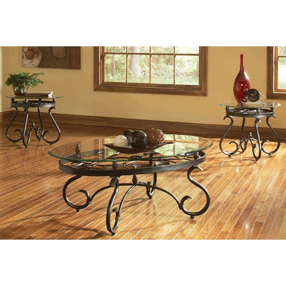 Deals ๐ Gracewood Hollow Fishta Antique Brass Metal/ Glass 3-piece Table Set ๐