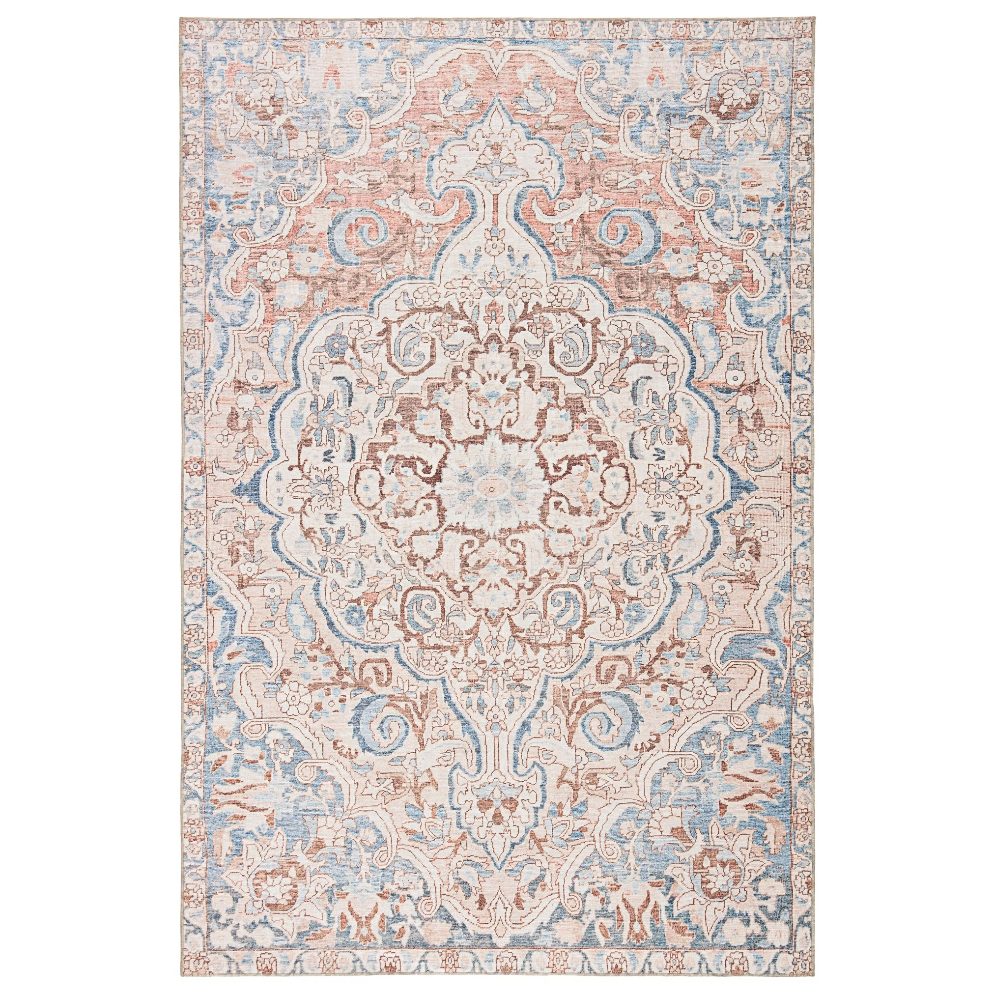 Hot Sale ๐ Gracewood Hollow Dadzie Indoor/Outdoor Blue And Light Pink Medallion Area Rug โญ 5 Hot Sale ๐ Gracewood Hollow Dadzie Indoor/Outdoor Blue And Light Pink Medallion Area Rug โญ - Image 3