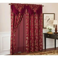 Top 10 ⌛ Gracewood Hollow Bao Textured Floral Jacquard Single Rod Pocket Curtain Panel W/ Attached 18-inch Valance - 54 X 84 In. 🌟