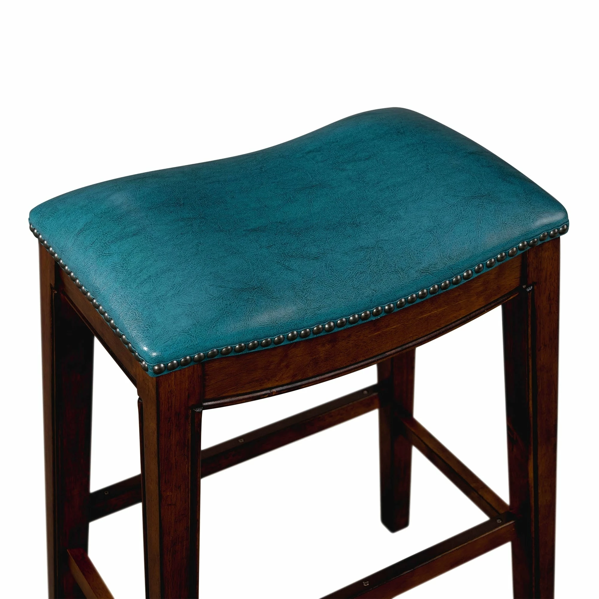Hot Sale 😉 Gracewood Hollow Parpetsi 30-inch Rubberwood Backless Bar Stool With Upholstered Seat Blue 🎁 8 Hot Sale 😉 Gracewood Hollow Parpetsi 30-inch Rubberwood Backless Bar Stool With Upholstered Seat Blue 🎁 - Image 6