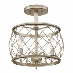 Best deal ๐ Gracewood Hollow Muzaka Century Silver Leaf Steel 3-light Semi-flush Light - Century Silver Leaf ๐